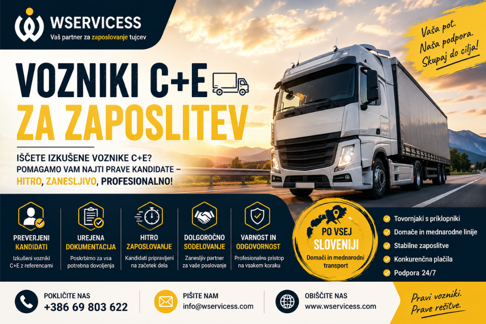 Vozniki C+E za Zaposlitev v Sloveniji